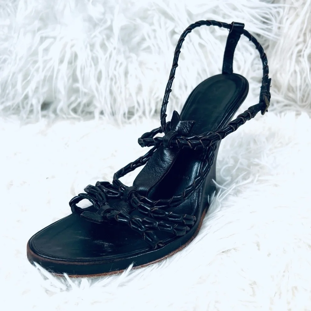 Sigerson Morrison Brown Strappy LEATHER Wedge Shoe